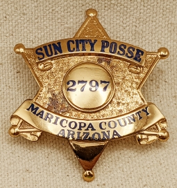 Scarce 1970s Maricopa Co AZ Sun City Posse Badge #2797 by Entenmann-Rovin