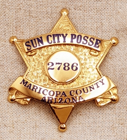 Scarce 1970s Maricopa Co AZ Sun City Posse Badge #2786 by Entenmann - Rovin