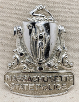 Nice Old 1960s MA State Police Trooper Hat Badge