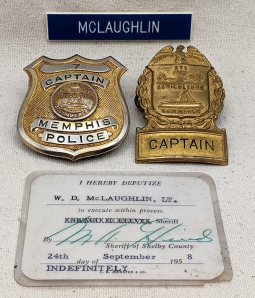 Great Ca 1960 Memphis TN Police CAPTAIN Coat & Hat Badge Set