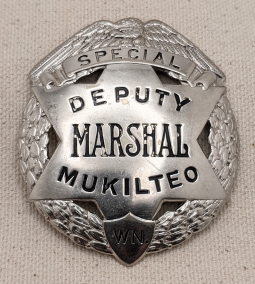 Nice Old 1920s Mukilteo Washington Special Deputy Marshal Badge