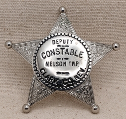 Nice Old 1940s Nelson Township Clark Co Nevada Deputy Constable Badge 5 pt Ball Tip Star by Darley