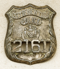 Cool Old New York City Police Movie Prop Badge Probably WWII era, as it is made of Wartime Shortages