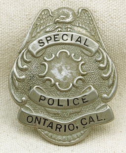 Great Old 1910s-1920s Ontario CA Special Police Badge made by LARSCO