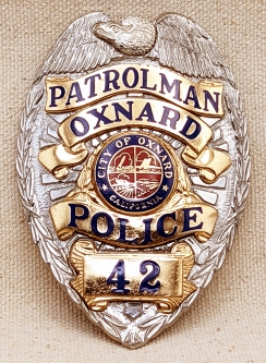 Nice Late 1960s Oxnard CA Police Patrolman Badge #42 by Entenmann-Rovin