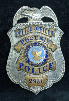 Nice Old ca 1970 Phoenix AZ Police Officer Badge #2351 by Entenmann Rovin