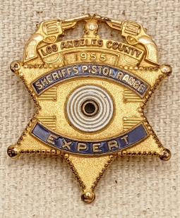 Beautiful 1955 Los Angeles County CA Sheriff's Pistol Range Expert Badge