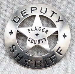 Beautiful Old ca 1920 Placer Co CA Deputy Sheriff Circle Cut Star Badge by HM Nutter Exc Condition