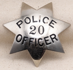 WWII era Berkeley California Police Officer 7 point Star Badge #20 by Ed Jones