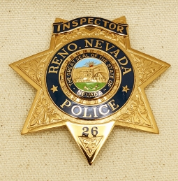 Ca 1960 Reno Nevada Police Inspector Badge #26 by Entenmann