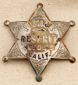 Great Old 1930s Needles CA Police Reserve 6 point Star Badge