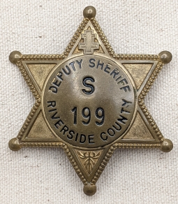 Nice 1930s-40s Riverside Co CA Special Deputy Sheriff Badge