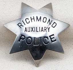 Large WWII era Richmond CA Auxiliary Police 7 point Star Badge