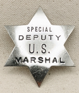 Great ca 1900s - 1910s Special Deputy Marshal 6 point Star "Posse" Badge in Nickel Plated Nickel