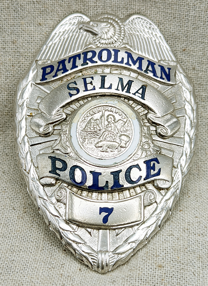 Nice 1940s Selma CA Police Patrolman Badge #7 by LA Stamp & Stationery ...