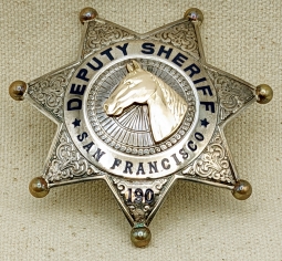 Gorgeous 1930s San Francisco Sheriff Posse Sterling & GF 7 pt Star Badge #190 by Ed Jones