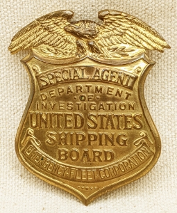 Rare & Beautiful WWI US Shipping Board Emergency Fleet Corporation Dept of Investigations SP Agent