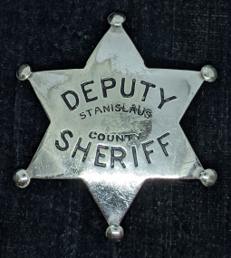 Nice Old 1910s-1920s Stanislaus Co CA Deputy Sheriff 6pt Star by Ed Jones Smaller Size