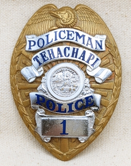 Nice 1940s-1950s Tehachapi California Police Badge #1 by LAS&S