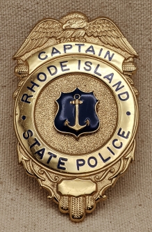 Beautiful Current Issue RI State Police Captain Badge with extremely Light Duty wear