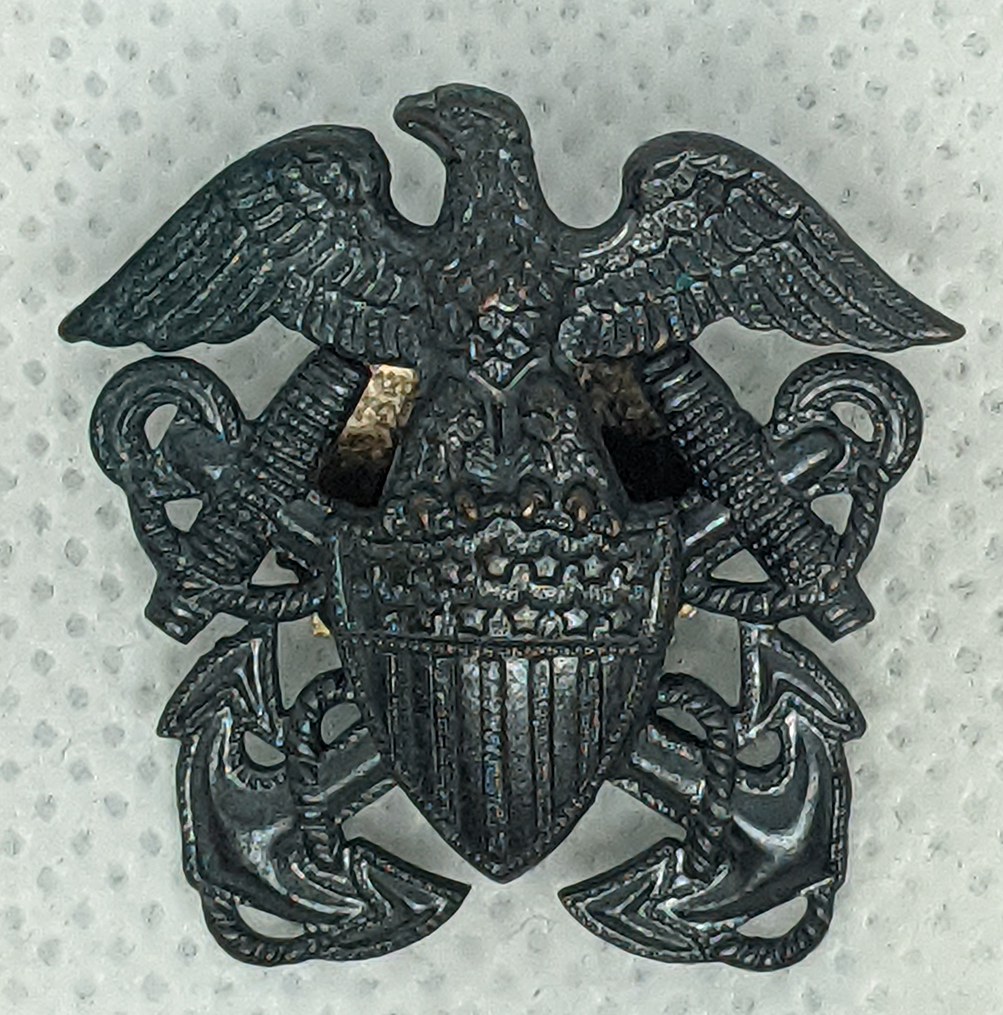 Rare Early WWII USN Seabee or Medical Officer Attached to USMC Overseas Cap  Badge by H&H