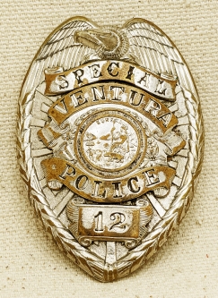 Great Old 1930s Ventura CA Special Police Badge #12 by LAS & S