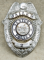 Wonderful Old 1930s Ventura California Police Jailer Badge #2