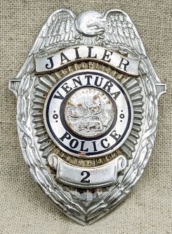 Wonderful Old 1930s Ventura California Police Jailer Badge #2