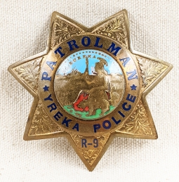 Nice Old 1950s Yreka CA Police Reserve Patrolman Badge #R-9 by Ed Jones