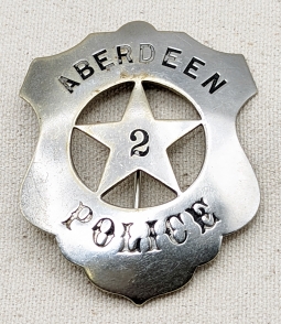 Great Old West 1890s Aberdeen South Dakota Police Circle Cut Out Star Badge #2