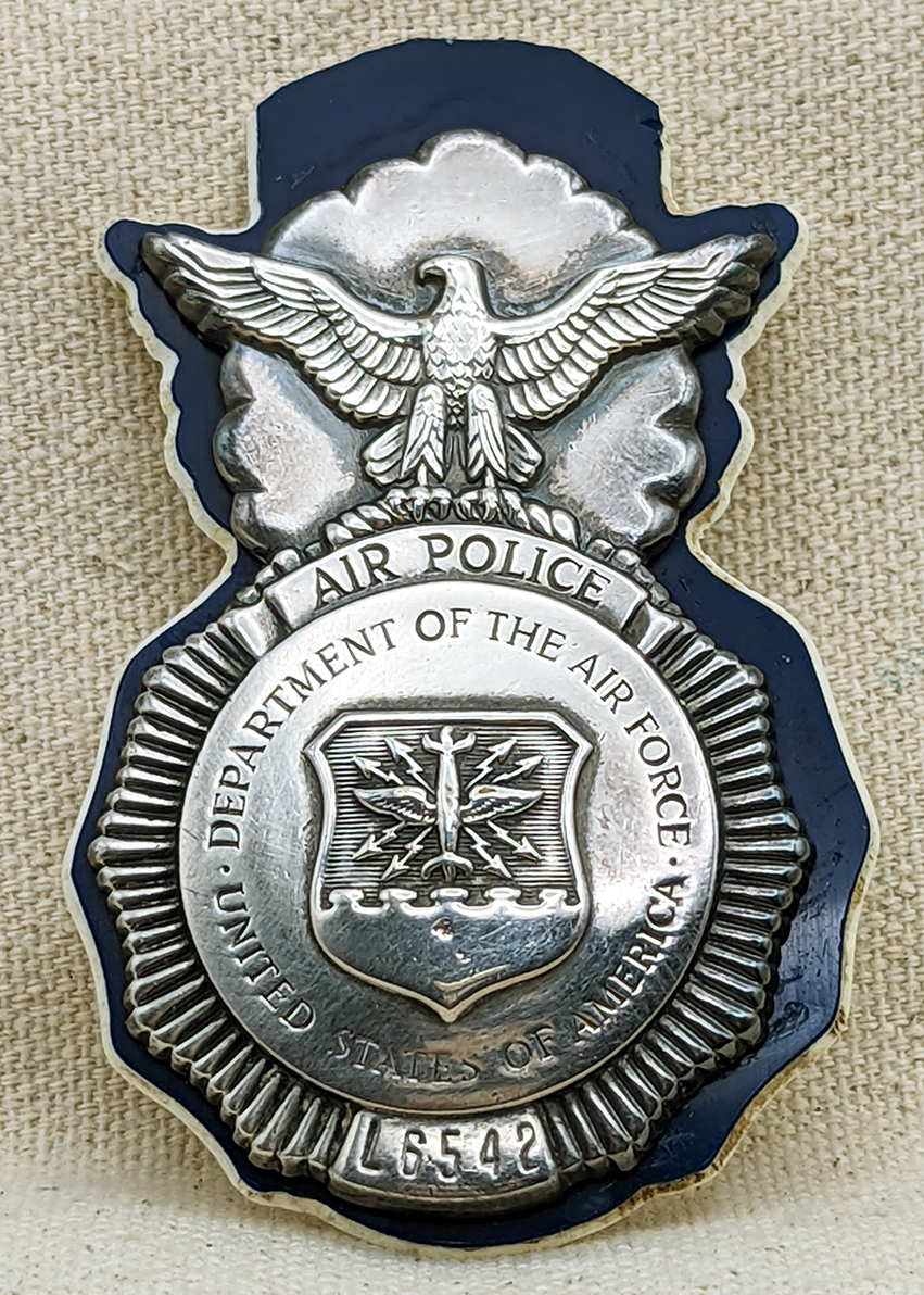 Scarce Early 1960s Usaf Air Police Badge L654 With Unique Backing