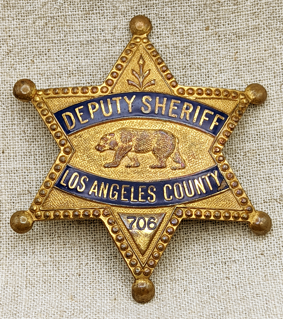 Beautiful 1920s Los Angeles Co. CA Deputy Sheriff 6 point Star Badge ...