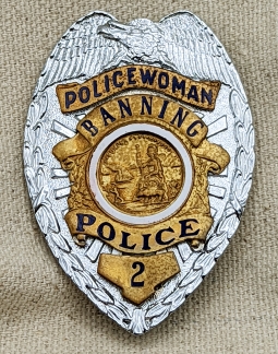 Rare Ca 1960 Banning CA Policewomen Badge #2 by SUN