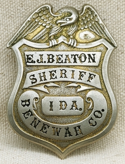 Wonderful 1920s Benewah Co Iowa Full Sheriff Badge of E.J. Beaton