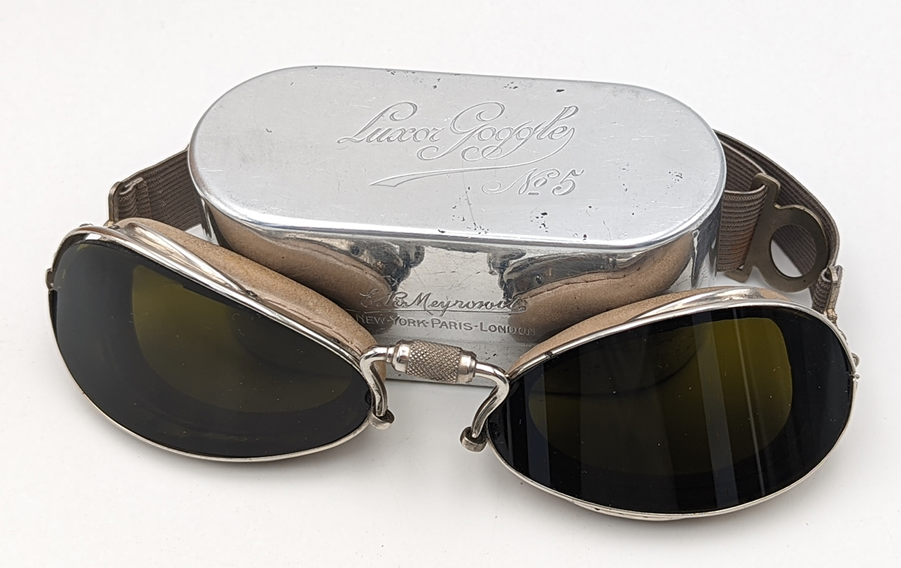 Rare Iconic WWI LUXOR No. 5 US Aviator Goggles With Sunshade 