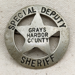 Great Old ca 1900 Grays Harbor Co WA Special Deputy Sheriff Circle Star Badge