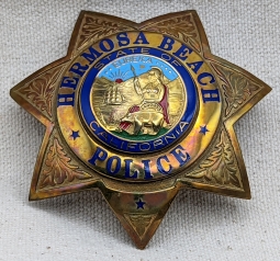 1980's Hermosa Beach CA New Hire / Probationary 7 pt Star Police Badge