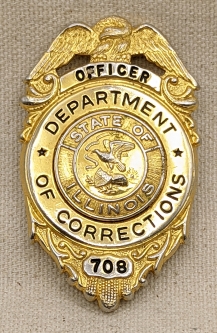 Nice 1960s Illinois Department of Corrections Officer Badge #708