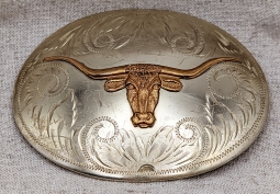 Great Vintage 1950s - 1960s Large Cowboy Buckle in German Silver by Irvine & Jachens