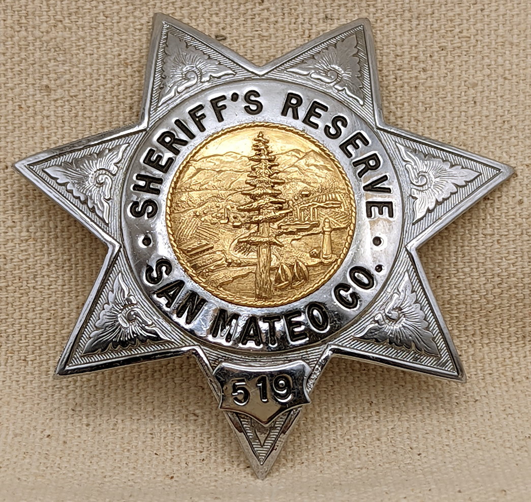 Beautiful 1950s-1960s San Mateo Co CA Sheriff Reserve 7pt Star Badge by ...