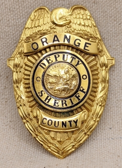 Beautiful 1920s Orange Co CA Deputy Sheriff Badge by Los Angeles rub Stamp Co