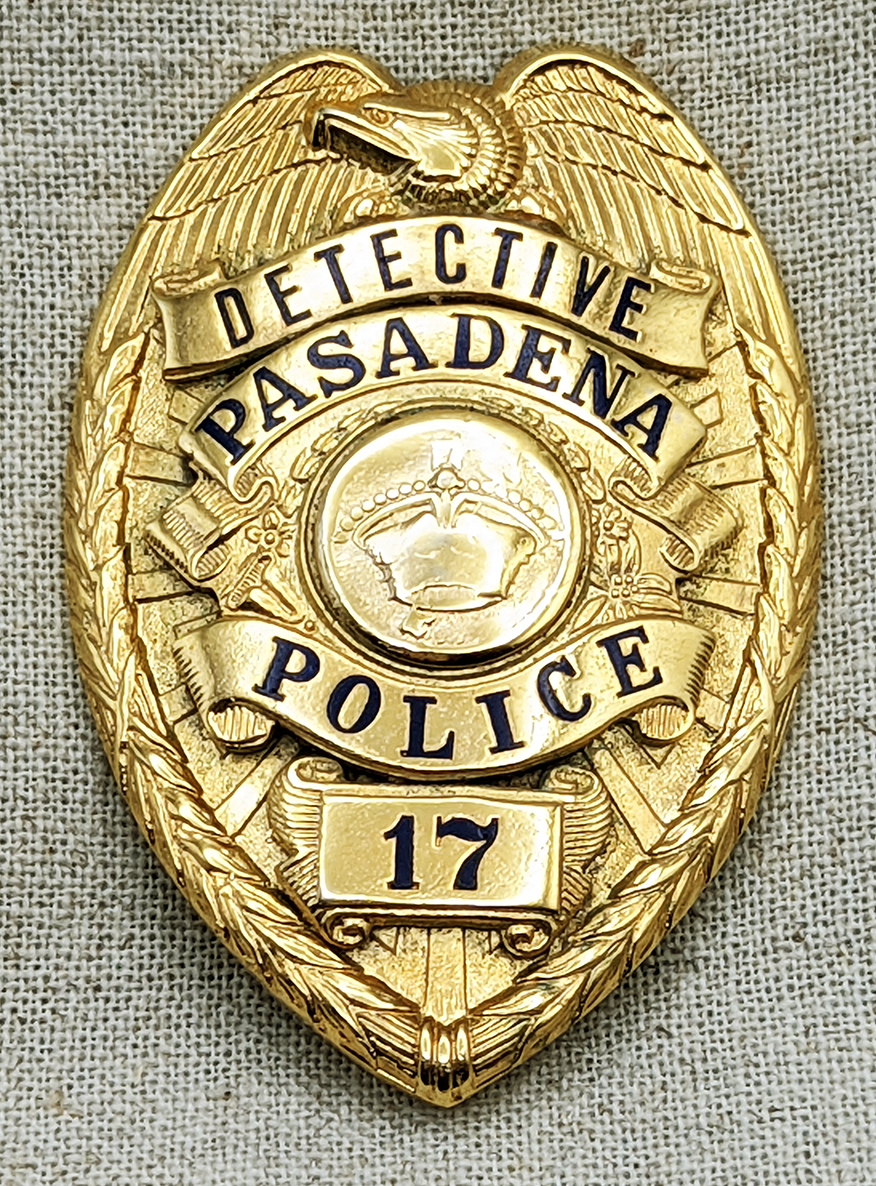 1940s Pasadena CA Police Detective Badge #17 Unmarked by LAS&S Replated ...