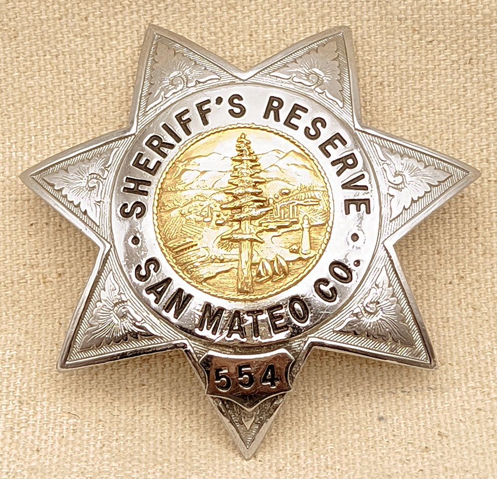 Beautiful 1950s - 60s San Mateo Co CA Sheriff's Reserve 7 pt Star Badge ...