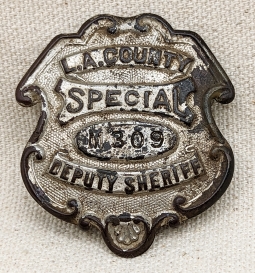 Ca 1935 Los Angeles Co CA Special Deputy Sheriff Badge # M309 by LAS&S Co