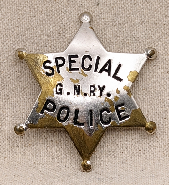 Ca 1900 Great Northern Railway Special Police 6 pt Star Badge by