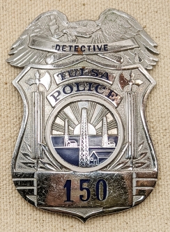 Gorgeous & Rare 1930s - 1940s Tulsa OK Police Detective Oil Derrick Badge #150 by Metal Arts Co