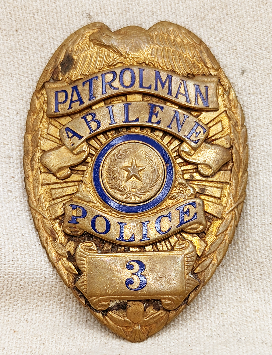 Great Large 1940s Abilene TX Police Patrolman Badge #3 by Entenmann ...