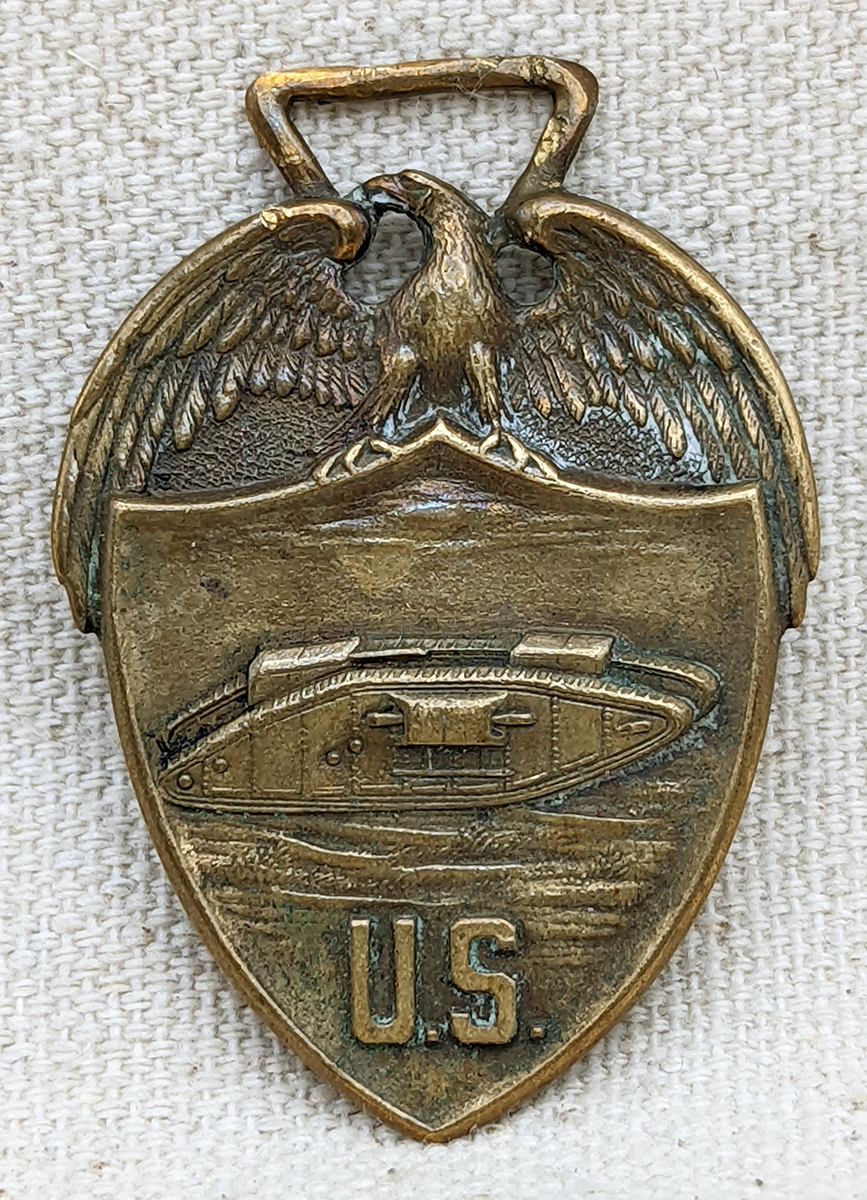 Great Wwi Us Army Tank Corps Watch Fob Highly Detailed Strike In Brass 