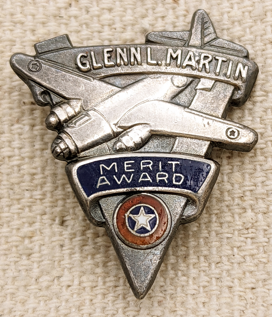 Rare WWII Glenn L. Martin Co V For Victory B-26 Marauder Merit Award ...