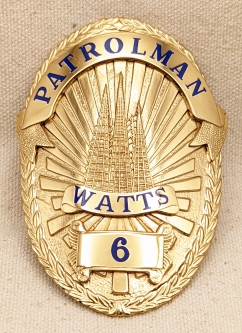 Ca 1990 Novelty Commemorative Los Angeles Police Dept Watts Patrolman Badge #6 by April